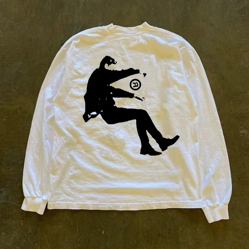 Heavyweight Pure Cotton Long Sleeve T-Shirt Unisex Vintage Style Streetwear Versatile 310gmao Xiaocheng Story Multi-Design