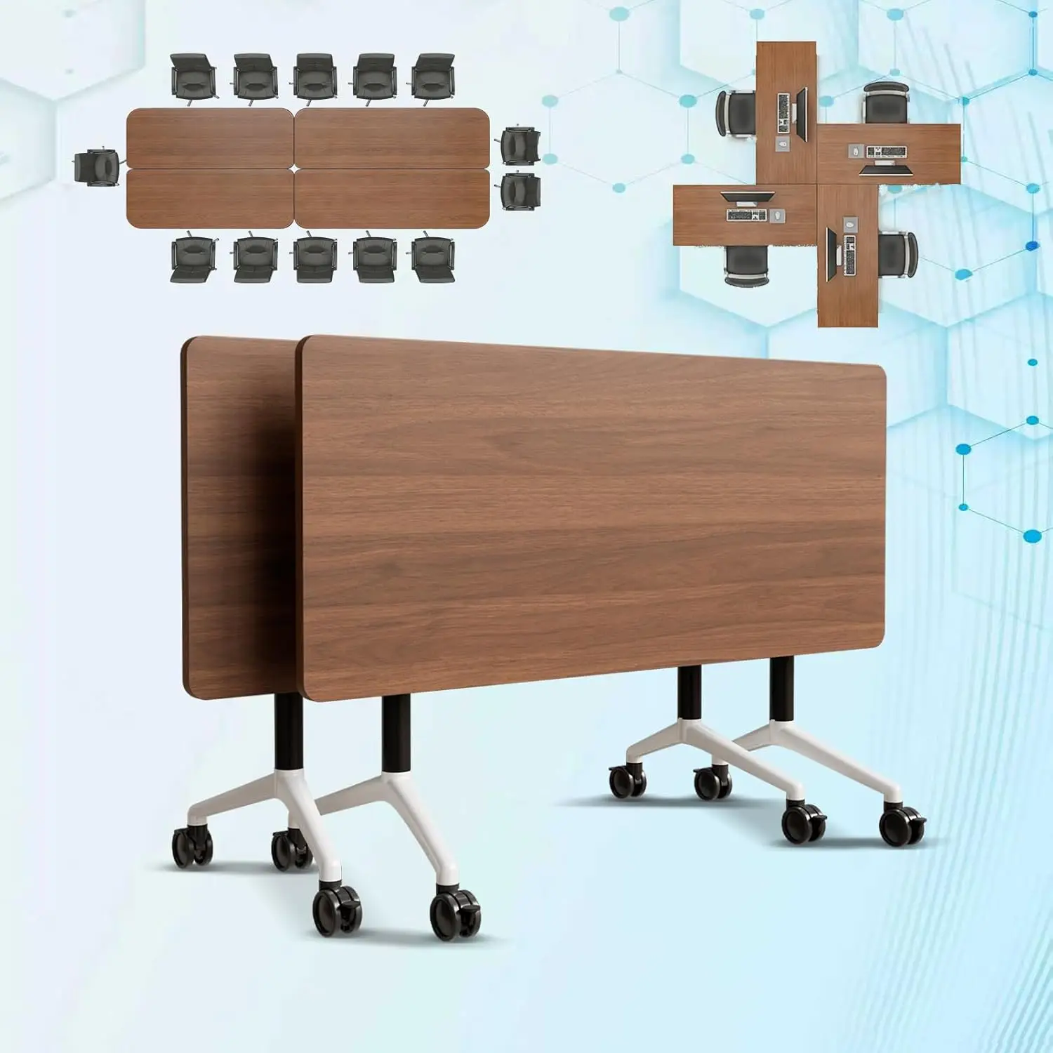

Folding Conference Table with Wheels - Conference Room Table Training Room Flip Top Mobile Training Tables, Modular, Custom