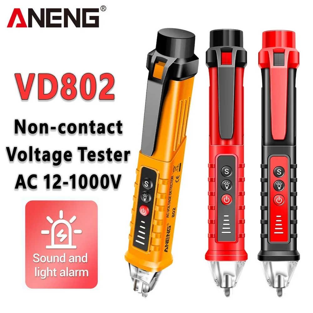 ANENG VD802 Medidor de testador detector de tensão CA sem contato 12V-1000v estilo caneta indicador elétrico LED medidor de tensão