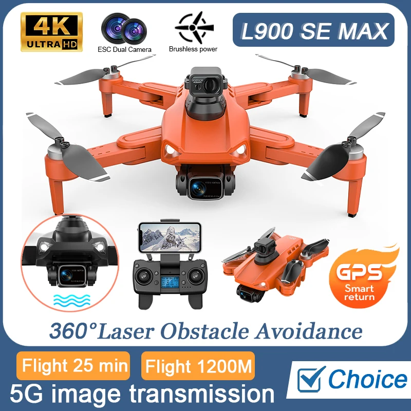 L900SE MAX Drone Brushless Motor 4K ESC Dual Camera 360° Laser Obstacle Avoidance 5G WiFi FPV GPS Return RC Quadcopter Drone Toy