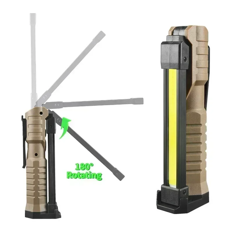 Portable COB LED Flashlight USB Rechargeable Work Light Magnetic Lanterna Hanging Lamp with Built-in Battery Camping Torch
