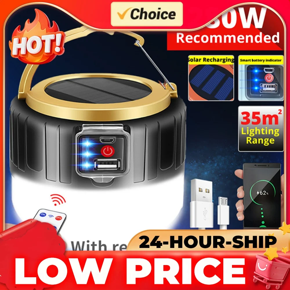 Solar Emergency Lamps Waterproof USB Work Repair Lantern 3 Lighting Modes Rechargeable 2400mAH for Night Fishing