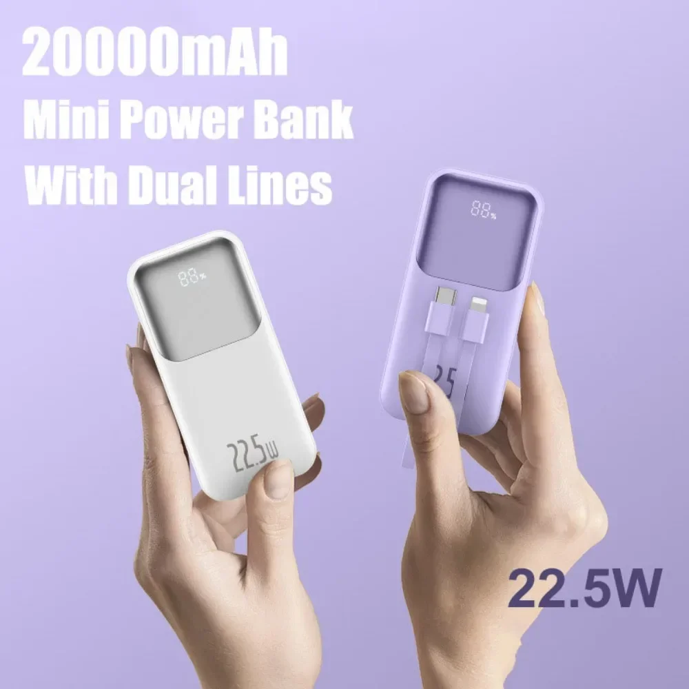 

New 20000mAh Large Capacity Power Bank Portable Super Fast Charging 22.5W Two Lines LED Digital Display Type C External Battery