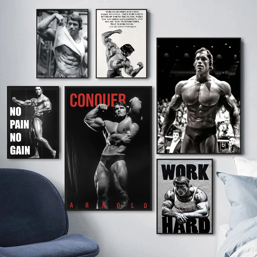 Arnold Schwarzenegger Bodybuilding Fitness Movie Sticky Posters Vintage Room Bar Cafe Decor Nordic Home Decor