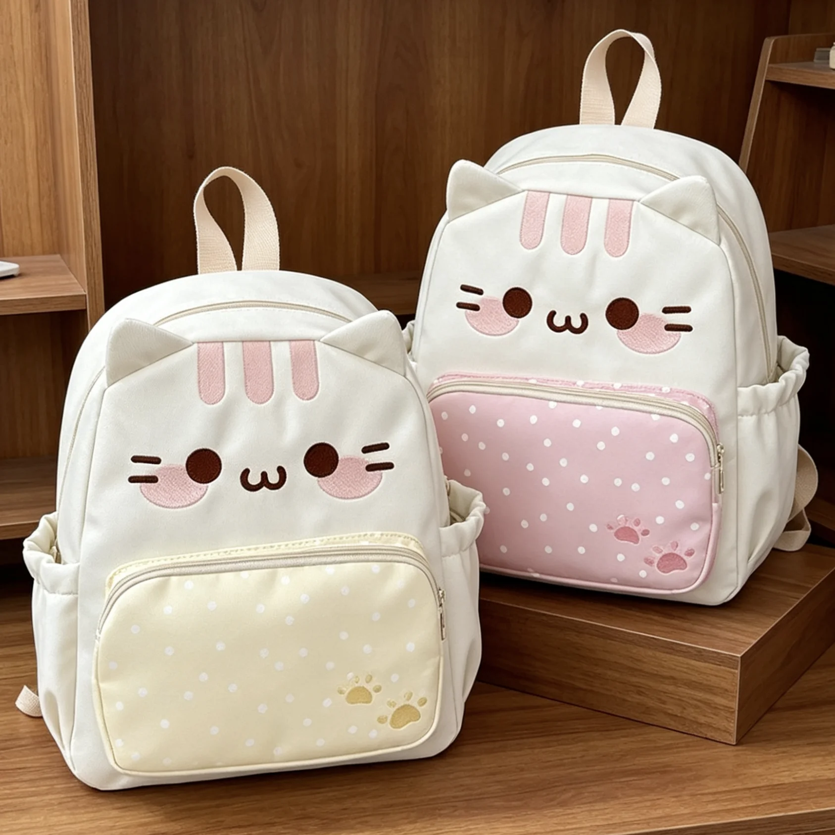 

Cute Backpack Children's School Bag Girl's Outdoor Double Shoulder Bag Teenage Soft Sister High Aesthetic Value Backpack