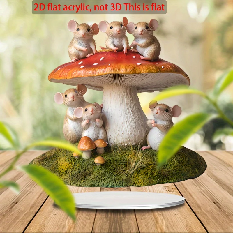 Fable Tale 2D Retro Acrylic Toadstool Mouse Ornament Creature Pattern Multi-Purpose Catcher Home Office Decor Housewarming Gift