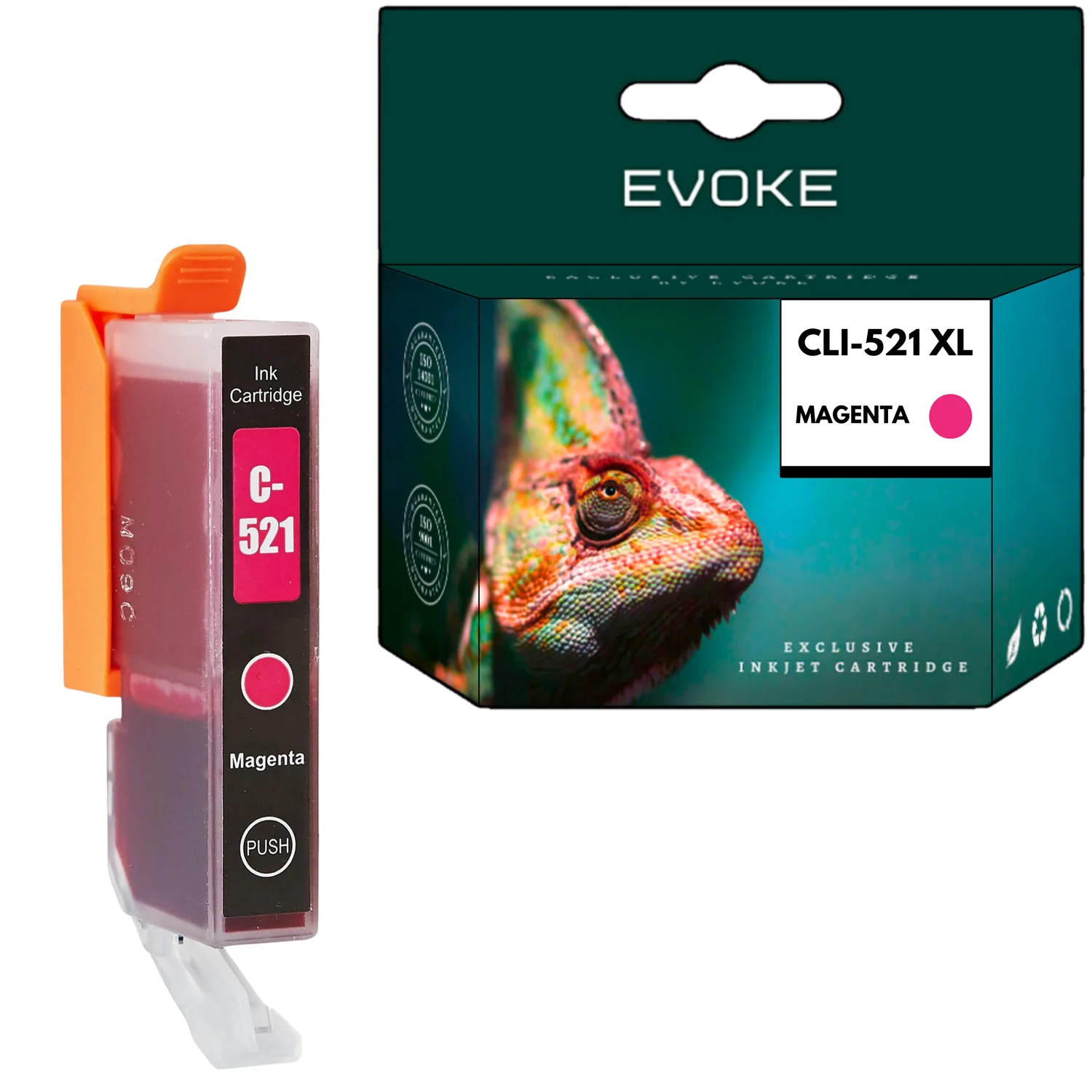 Evoke Compatibele Inkt voor Canon Cli-521 2935B Cli521M Magenta 10,5 ml 510 Pagina's Pixma Ip3600 Ip4600 Ip4700 Mp540 Mp550 Mp560 Mp620 Mp640