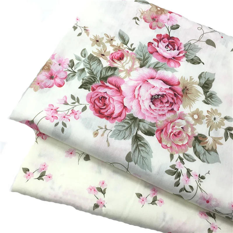 50x160cm Sweet Pink Rose Flowers & All over Small Double Flower Series Printed Cotton Fabric Floral Fabric Patchwork Baby Cloth