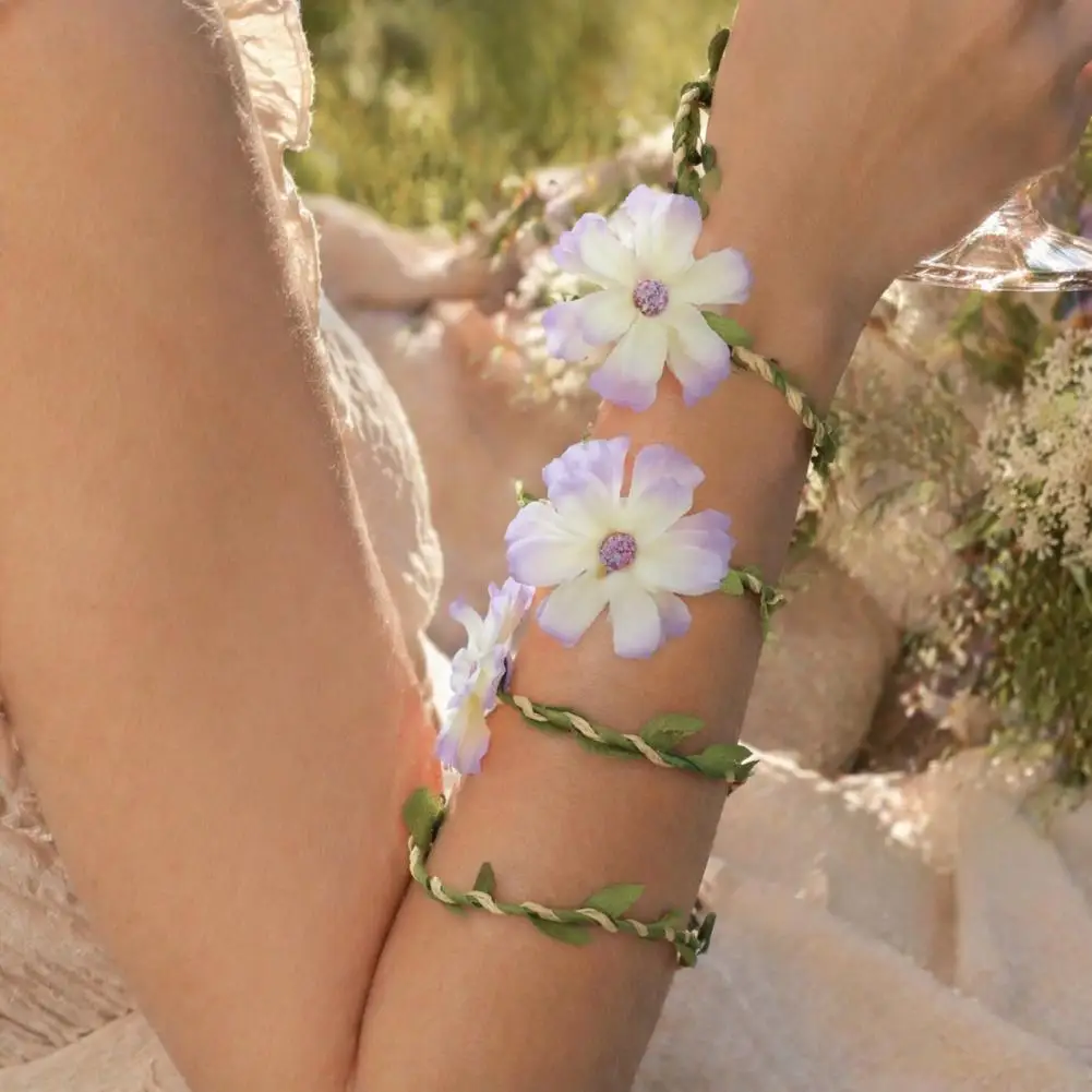 Realistic Vine Bracelet Floral Wrist Corsage Fairy Floral Arm Wrap Bracelet Woodland Elf Flower Wrist Cuff Forest for Halloween