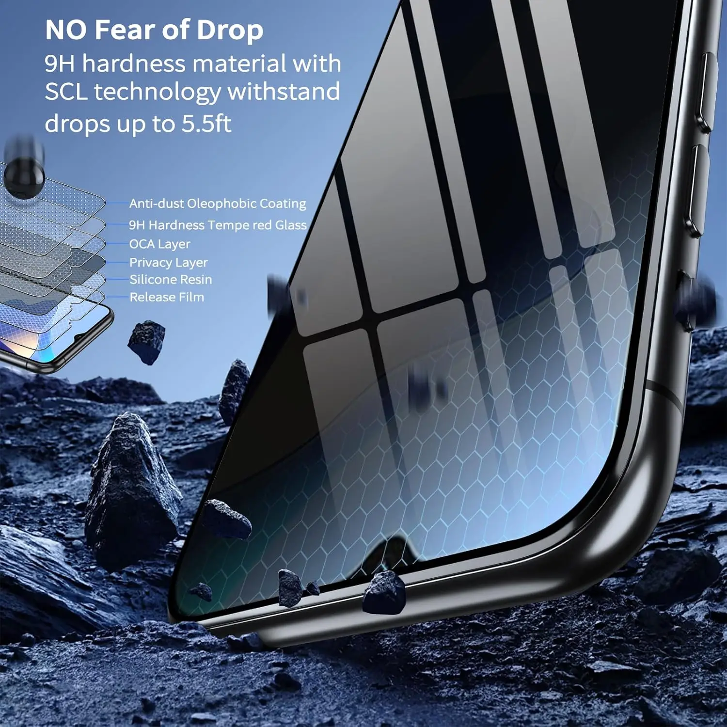 Anti Spy gehard glas voor OPPO A15 A15s beschermer privacyschermfilm