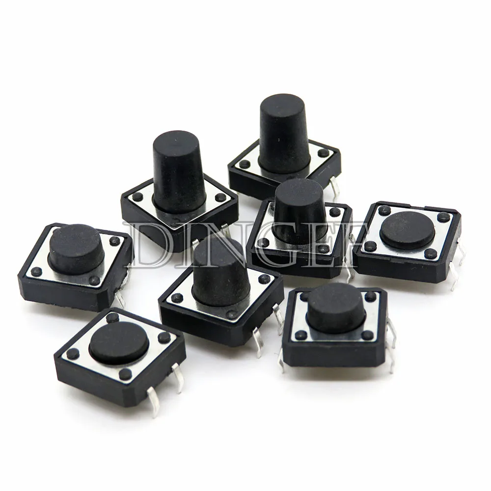 12x12mm Panel PCB Momentary Tactile Tact Mini Push Button Switch DIP 4pin 12x12x4.3/5/6/7.3 9 MM 12*12*4.3MM 5MM 6MM 7MM 8MM 9MM