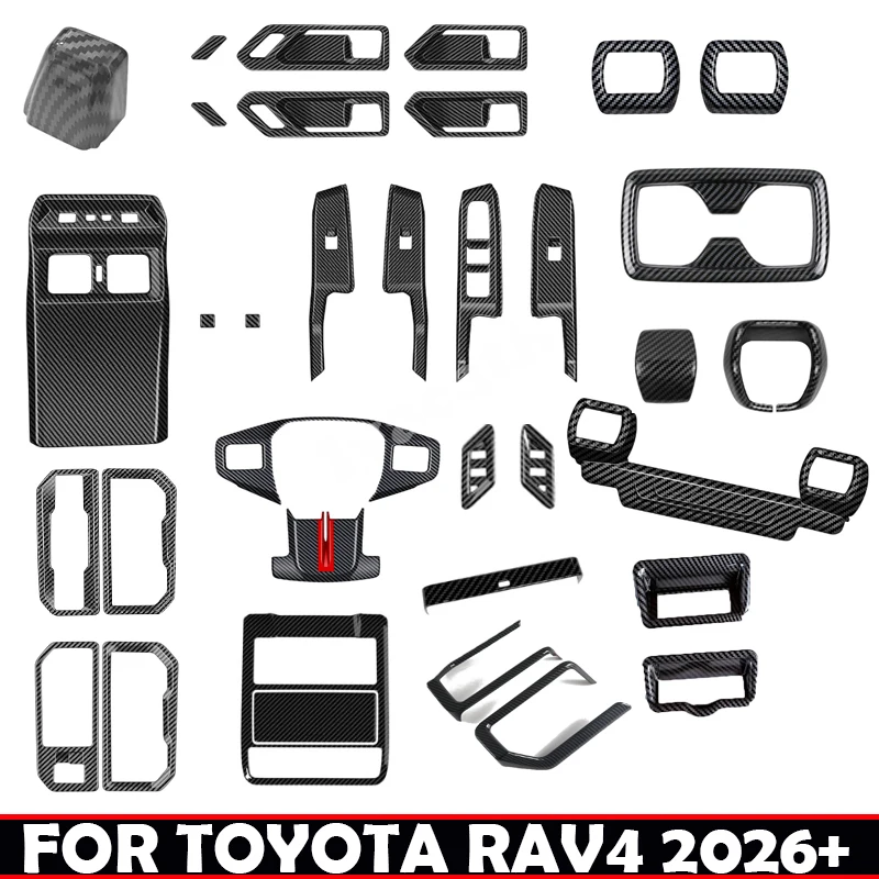 Image of ABS-Kohlefaser für TOYOTA RAV 4 RAV4 XA60 2026 2027 Lenkrad, Klimaanlagenauslass, Leselampe, Fensterheber, Schaltkastenabdeckung
