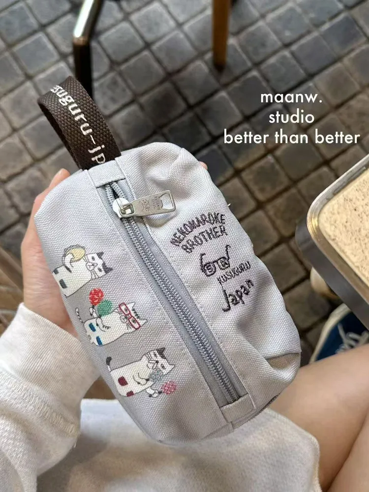 

Portable Travel Embroidered Handbag Maanw Kusuguru eup Bag Buet ape Polyester Fabric Single Strap Youth Handbag