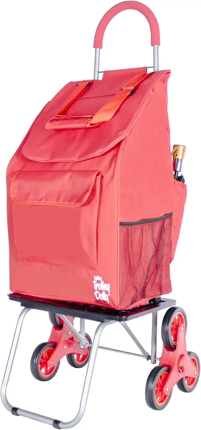 products Trolley Dolly Shopping Cart, Red Shopping Grocery Foldable Cart Condo Apartment