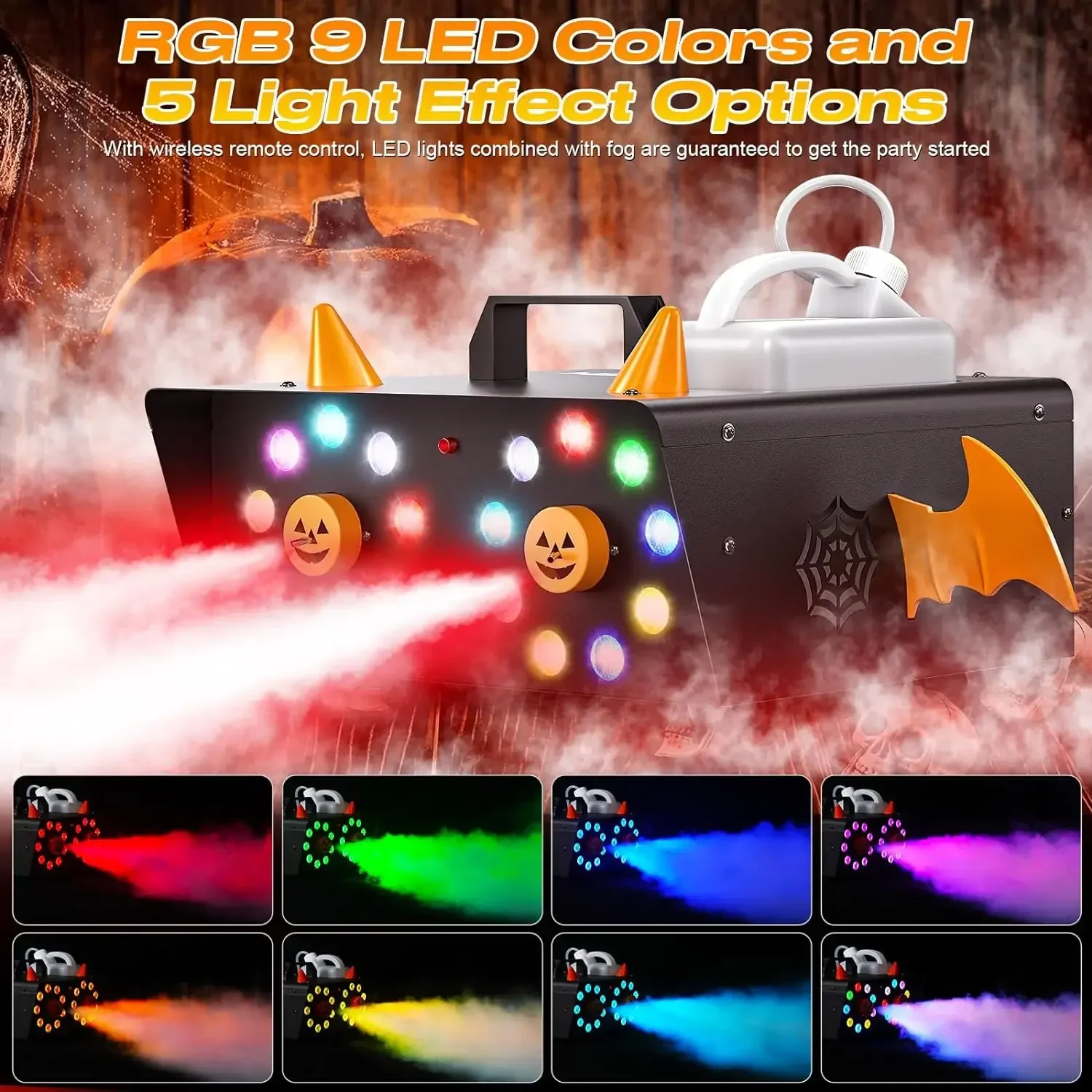 New 18 LED Lights Double Head Smoke Fog Machine With 17 Lighting Create Special Stage Atmosphere Fog Machine Wireless Control