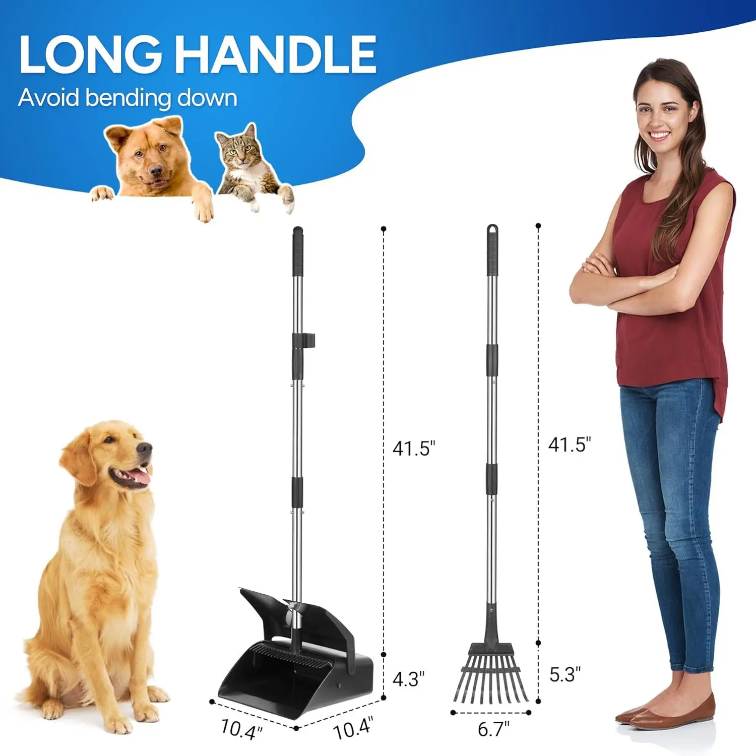 Pet shit toilet pick-up artifact stainless steel shovel rake dustpan set