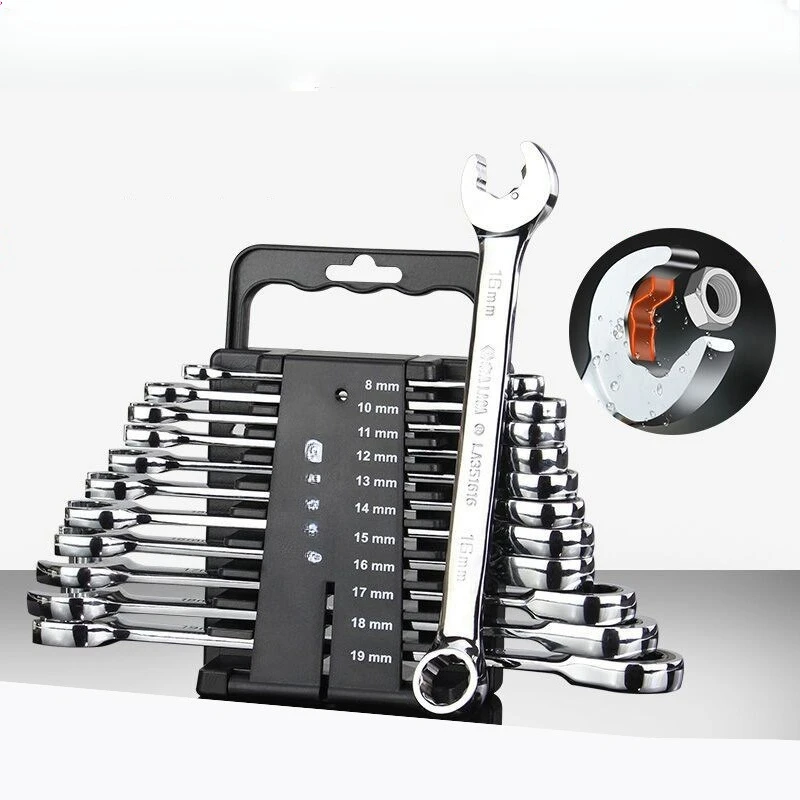 11 in 1 Quick Ratchet Wrench Set Open Ratchet Multifunctional Double Head Ratchet Dual-purpose Wrench