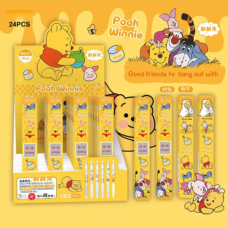 

24 pcs/lot Disney Winnie the Pooh Gel Pen Cute 0.5mm Black Ink Neutral Pens Promotional Gift Office School Supplies