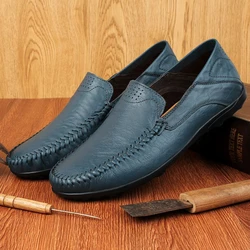 Echt Leer Mannen Casual Schoenen Luxe Merk Formele Mannen Loafers Mocassins Italiaanse Ademende Slip Op Mannelijke Bootschoenen Maat 37-47