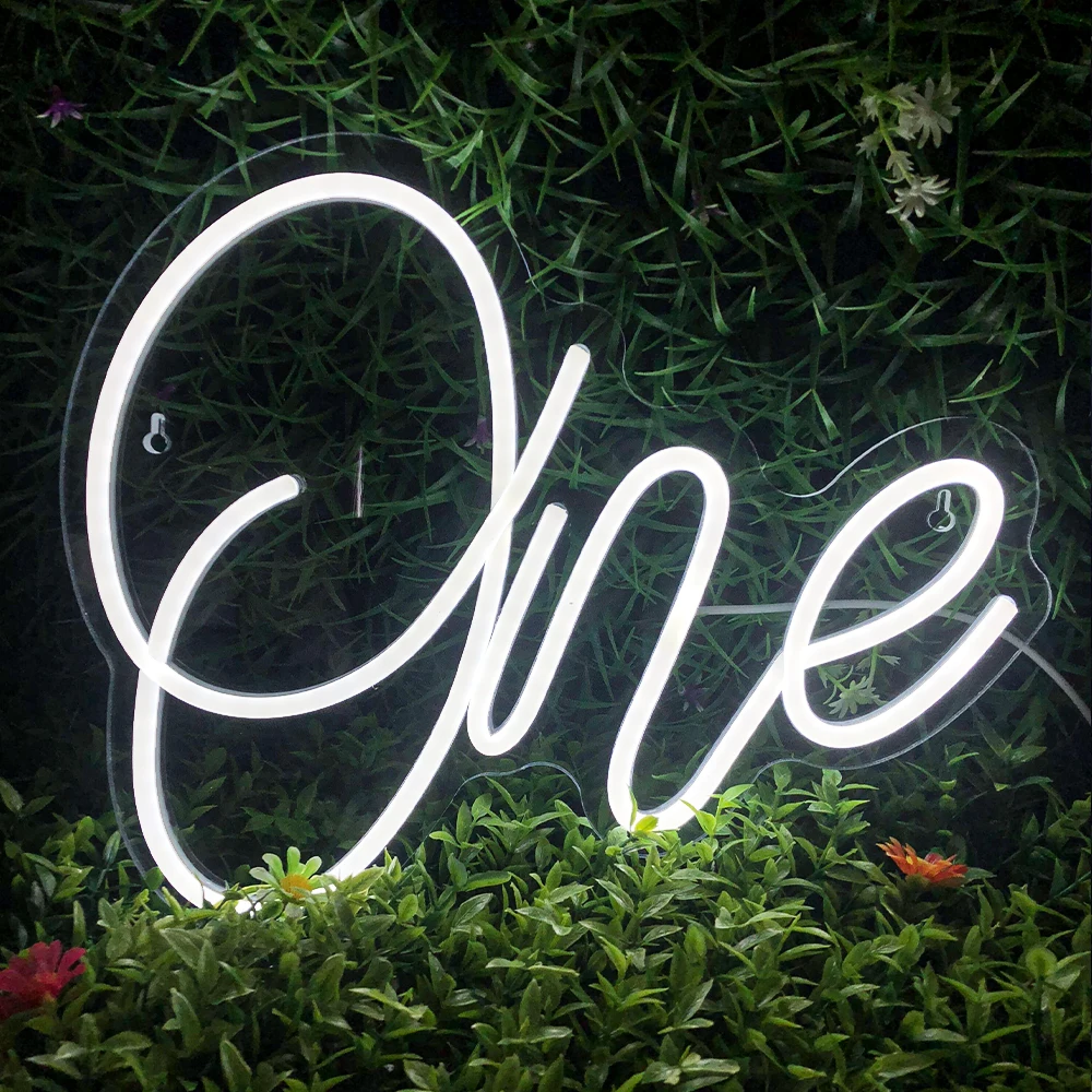 One Neon Sign Warm White Neon Light Letter Led Neon Signs One Number Light For Bedroom First Birthday Party Game Kid Room Club