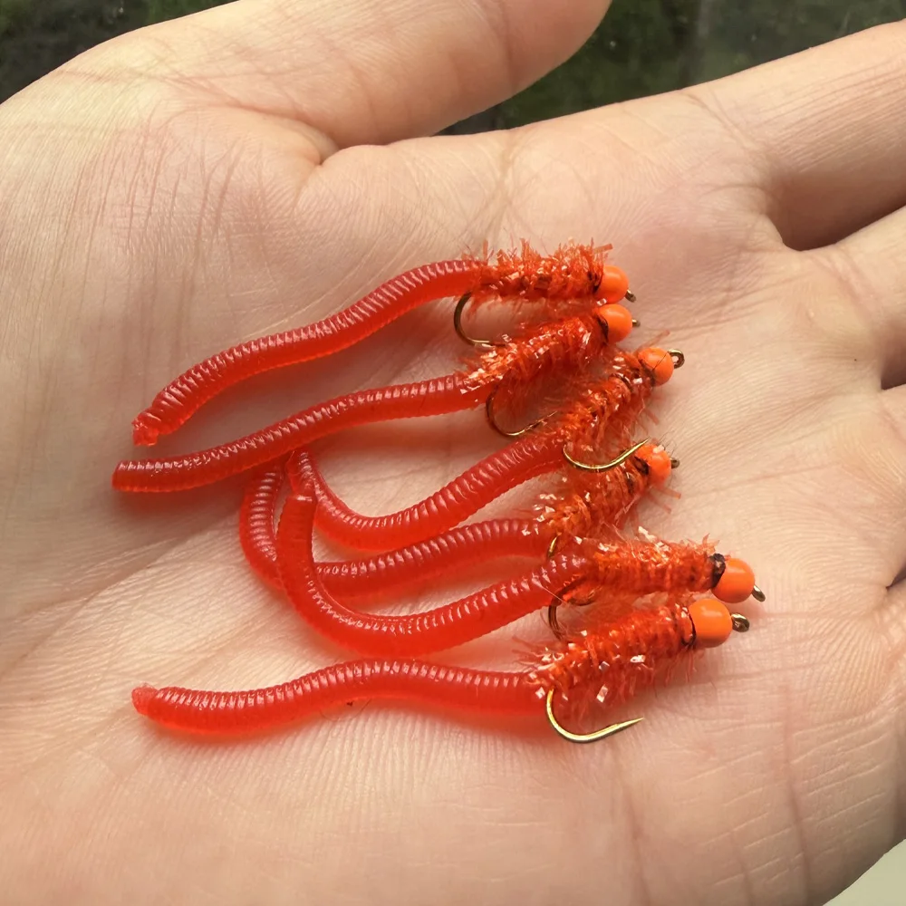 8 # 10 # Fliegenfischen Fliegen Erdwurm Weichköder Sinkender Künstlicher Angelköder für Forelle Barsch Flachfisch Würmer Weiche Angelköder Fliegenköder – Detail 9