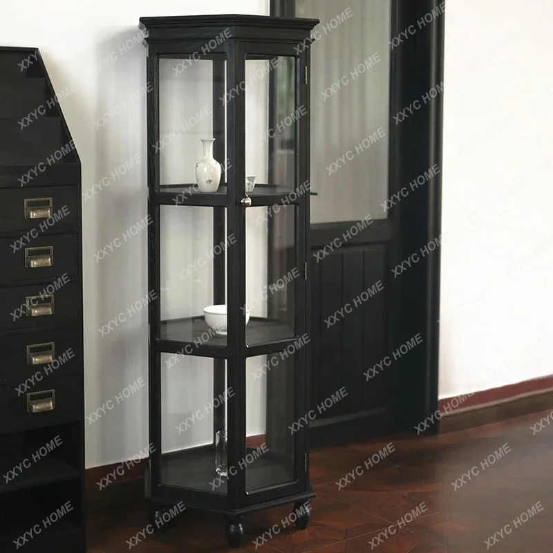 X40 Retro Transparent Glass Display Cabinet Home Jewelry Display Island Cabinet