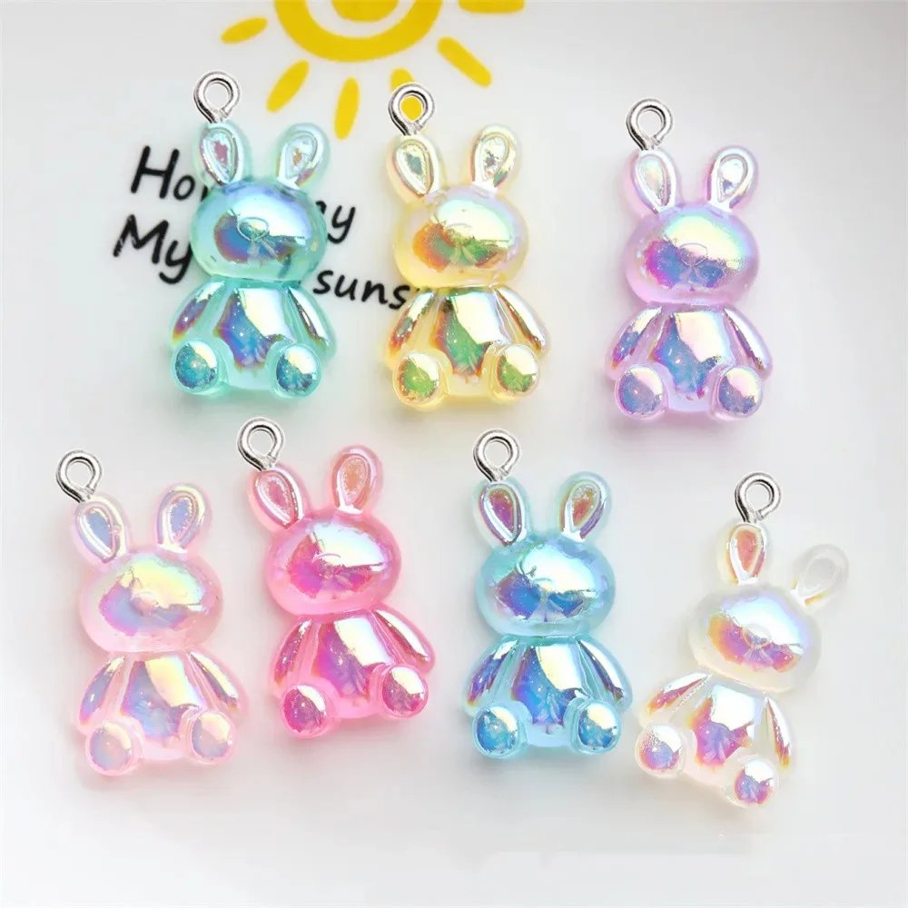 10Pcs Fashion Colorful Rabbit Resin Charms DIY Necklace Bag Jewelry Making Pendant Phone Case Keychain Decor Hanging Accessories