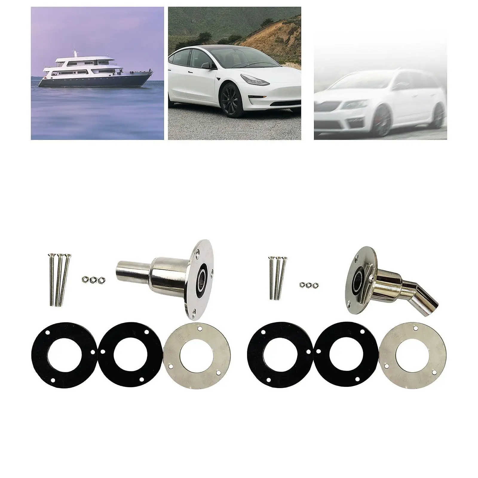 thru Hull Exhaust Skin Modified Exhaust Vent Fuel Parking Heaters Multiuse 24mm Tube Pipe for Marine Truck RV Supplies