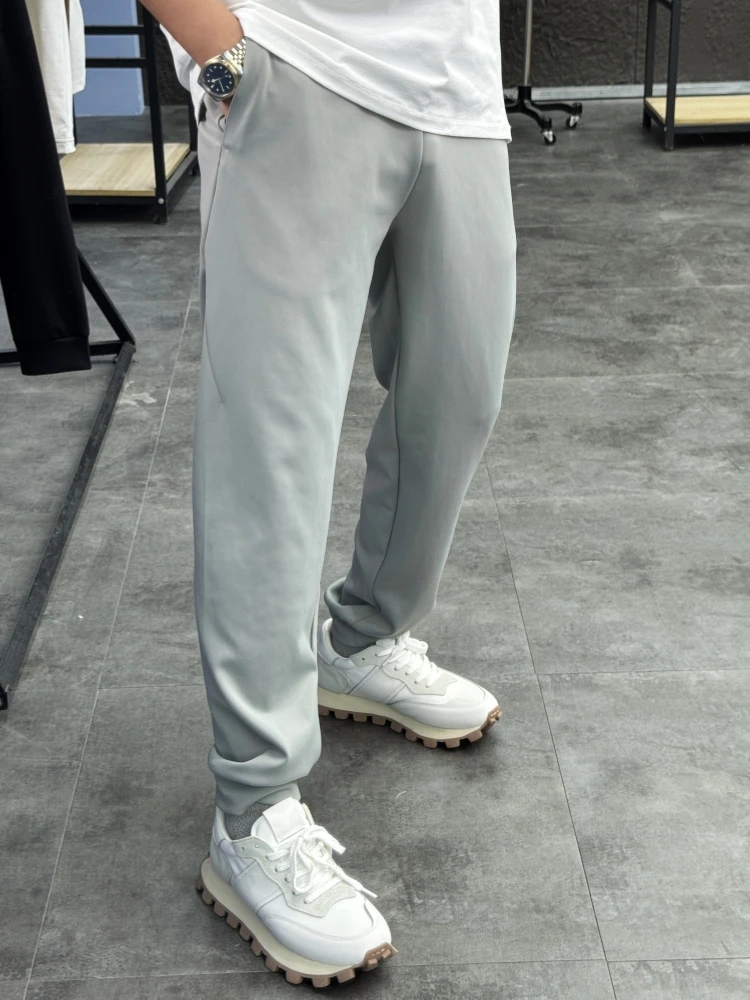 

Svip мужские облегающие повседневные брюки с эластичной резинкой на талии, дышащие удобные летние модные городские брюки с манжетами по подолу