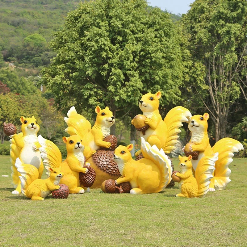 %*f Fiberglass Art Deco Simulated Animal Squirrel Sculpture Purely Handmade Waterproof Outdoor Park Scenic Area Garden Landscape