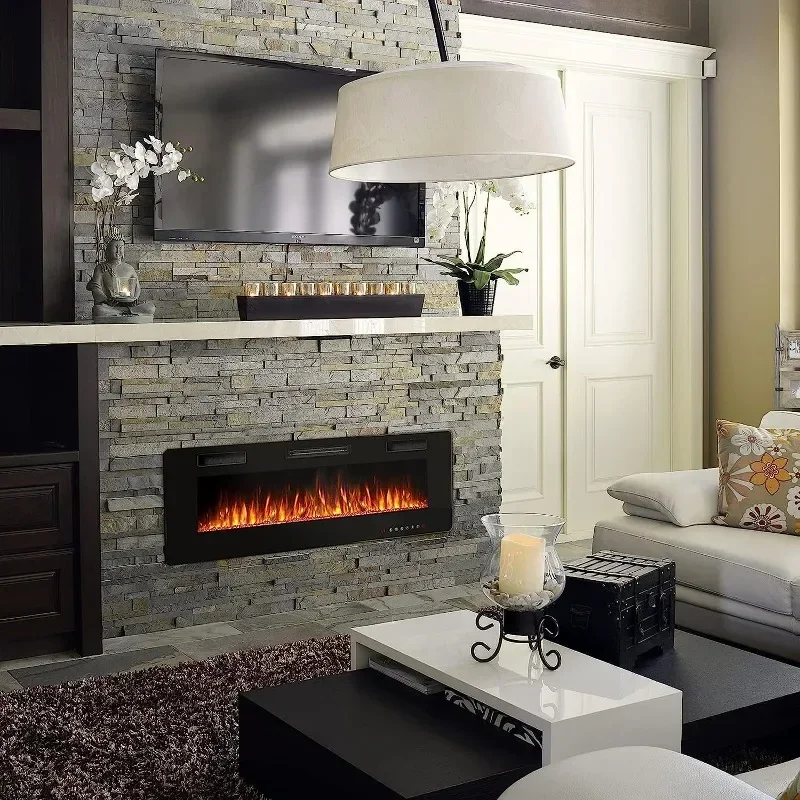 

Ultra-Thin Silence Electric Fireplace, Wall Mounted Fireplace, Fit for 2 x 4 and 2 x 6 Stud