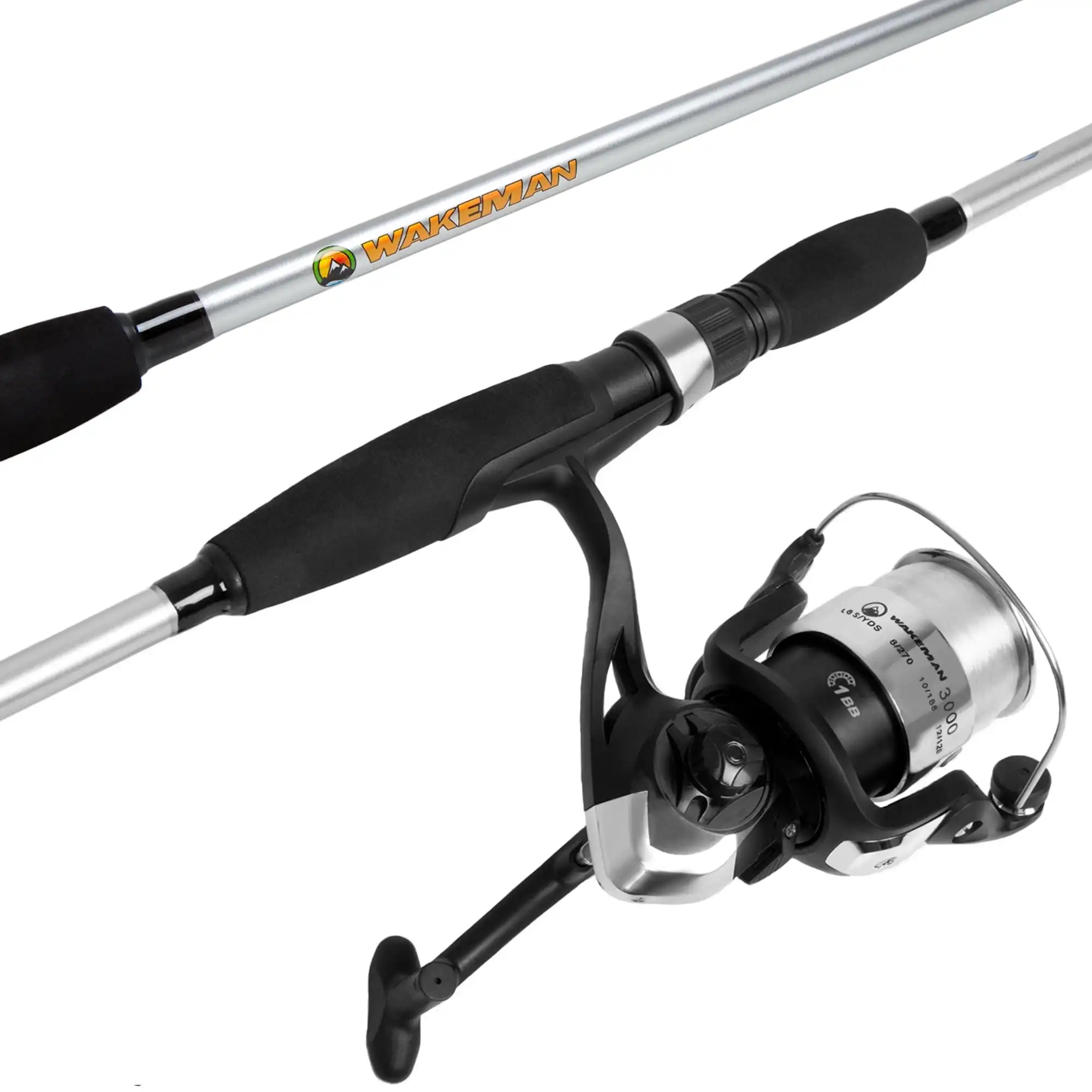 

Wakeman Fishing Rod and Reel Combo - 2Pc Strike Series Medium Action 78-Inch Spinning Reel Fishing Pole - Angling Gear for Bass