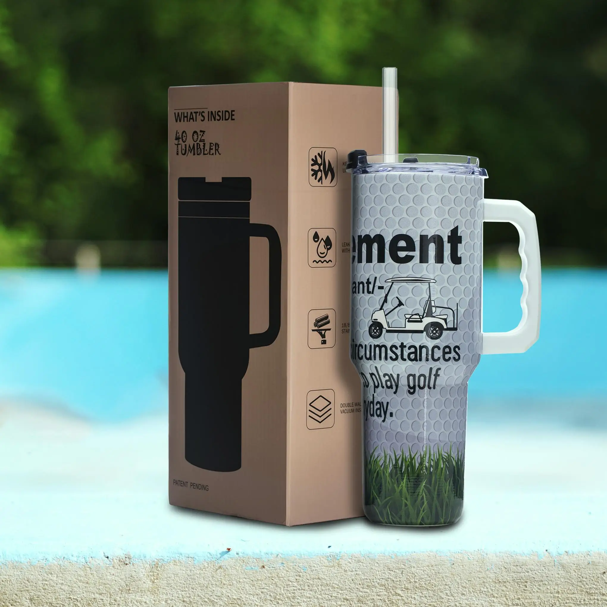 

Funny 40oz Golf Retirement Tumbler – Stainless Steel Vacuum Cup with 3D Quote Print, Rust-Free, Leakproof, Gift for Grandpa