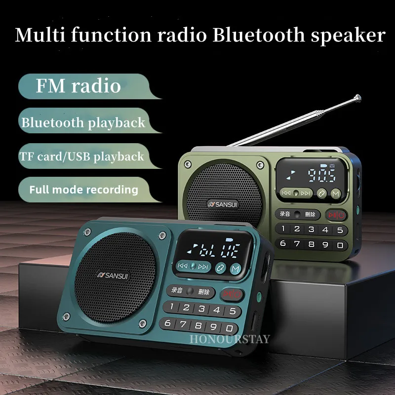 SanSui F22  Multimedia Radio Wireless Bluetooth Speaker Portable HiFi Card Speaker Digital Music Loudspeaker Outdoor Camping