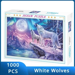 75*50cm Adult Paper Jigsaw Puzzle 1000 Pieces White Wolves Adult Stress Relief Children Educational Entertainment Christmas Gift