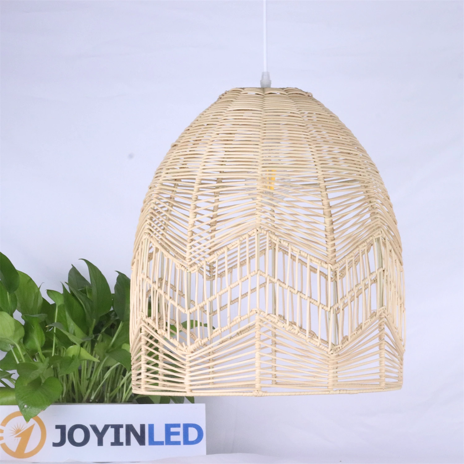 JOYINLED Natural Rattan Wicker Hanging Lamp Chinese Style Suspension Vintage for Living Room Dining Room Farmhouse Lighting