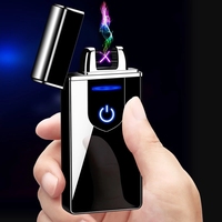 New Electric Windproof Metal Lighter Dual Arc Flameless Plasma Charging USB Lighter Portable Touch Sensing Lighter Best Gift