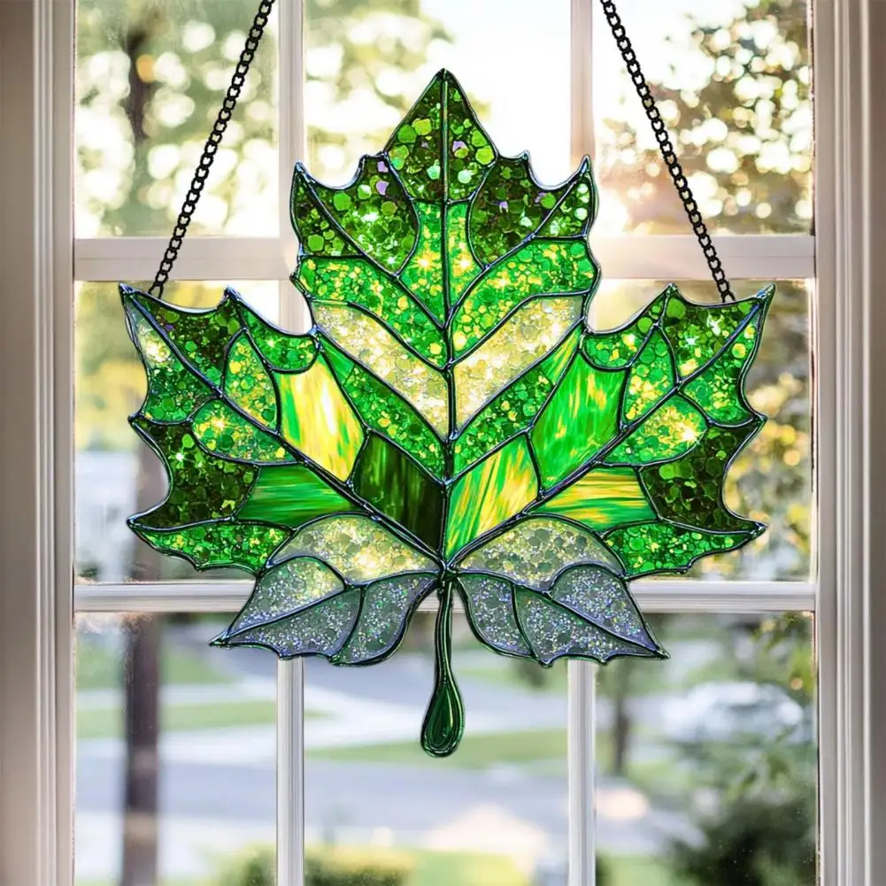 Maple Suncatcher Maple Leaf Window Hanging Handcrafted Maple Leaf Fall Ornament Suncatcher Set Stained Glass for Thanksgiving