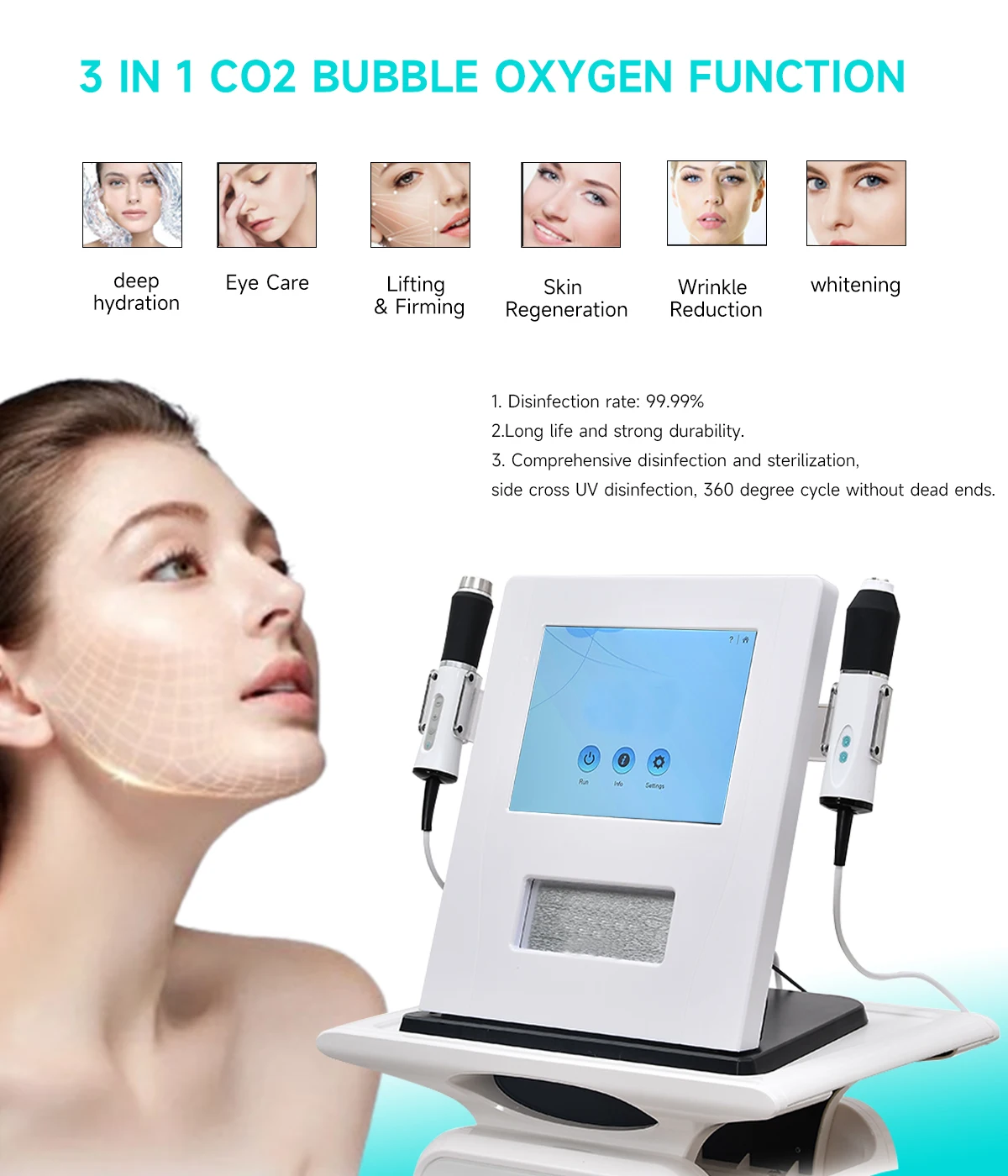 MEISIKANG 3 IN 1 Gezicht Diepe Reiniging Hydraterende CO2 Zuurstof Bubble Machine Huidverjonging Gezichtsverstrakking hydrafacial professional bellenblaasmachine hydrofacial professional machine aquapeeling machine