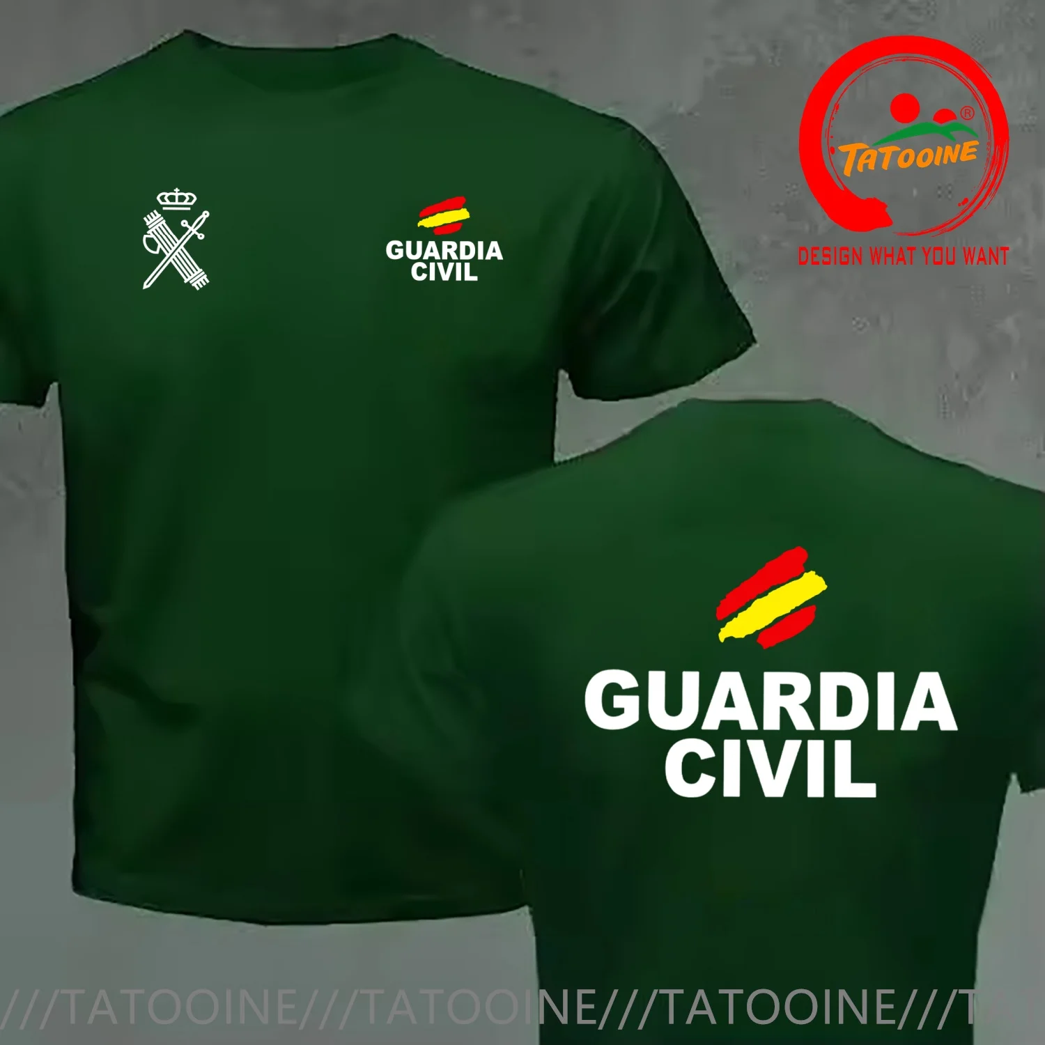 Spain Guardia Civil España Emblem back gold T Shirt Men Fashion Trendy Casual Clothing Stylish Tops Tee Shirt Leisure Tshirt