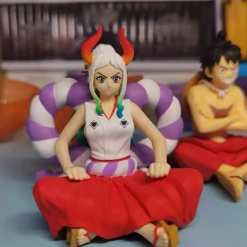 Bandai Original Anime One Piece Gashapon Land of Wano Luffy Yamato Sitting Action Figure Model Toys desktop ornament gifts