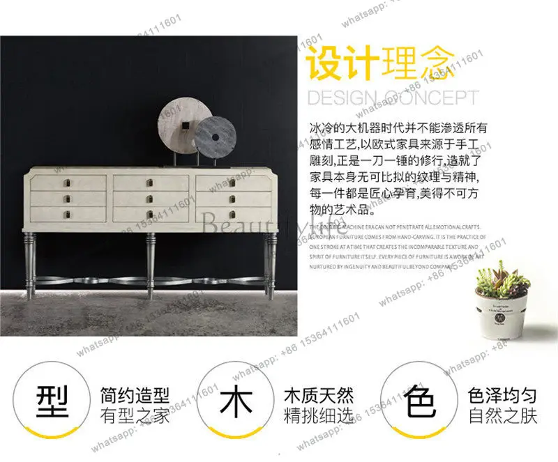 Neoclassical light luxury partition cabinet living room metal stainless steel decorative chest cabinet custom