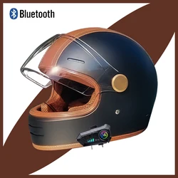 Retro Full-Face Motorcycle Helmet with Bluetooth - Off-Road Capabilities, Durable Materials, DOT Certified for Enhanced Safety