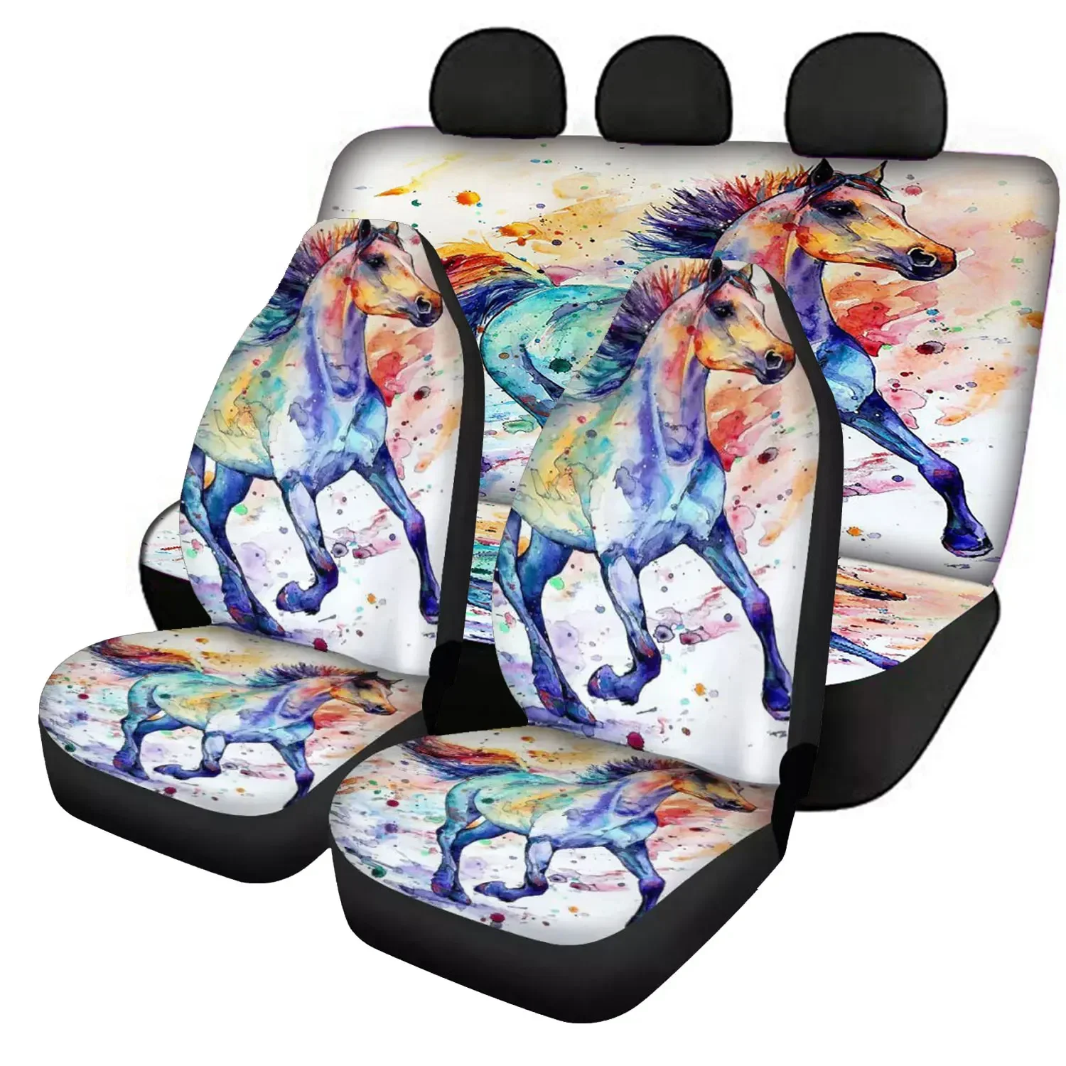 Vehicle Clean Protector Galloping Horse Pattern Auto Seat Cover Set High Quality Full Set Comfortable Car Accessories Fashion