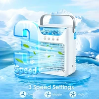 Ventilateur de climatisation portable USB, mini-refroidisseur d'air, 3 vitesses de vent, réservoir d'eau de 650 ml, humidificateur par pulvérisation, refroidisseur d'air évaporatif silencieux pour bureau, ventilateur personnel rechargeable, petit climatiseur pour la maison, le bureau, la chambre, le camping, les voyages en extérieur, la voiture, UE 3