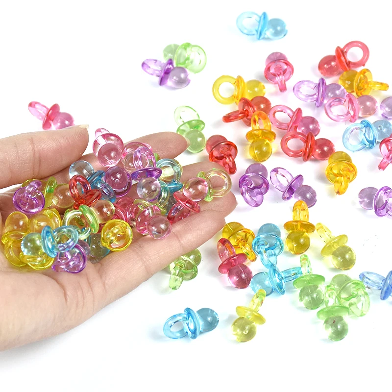 Mini sucette en acrylique transparent multicolore, faveurs de bricolage, décoration de gâteau, cadeaux de fête d\'anniversaire, fournitures de fête