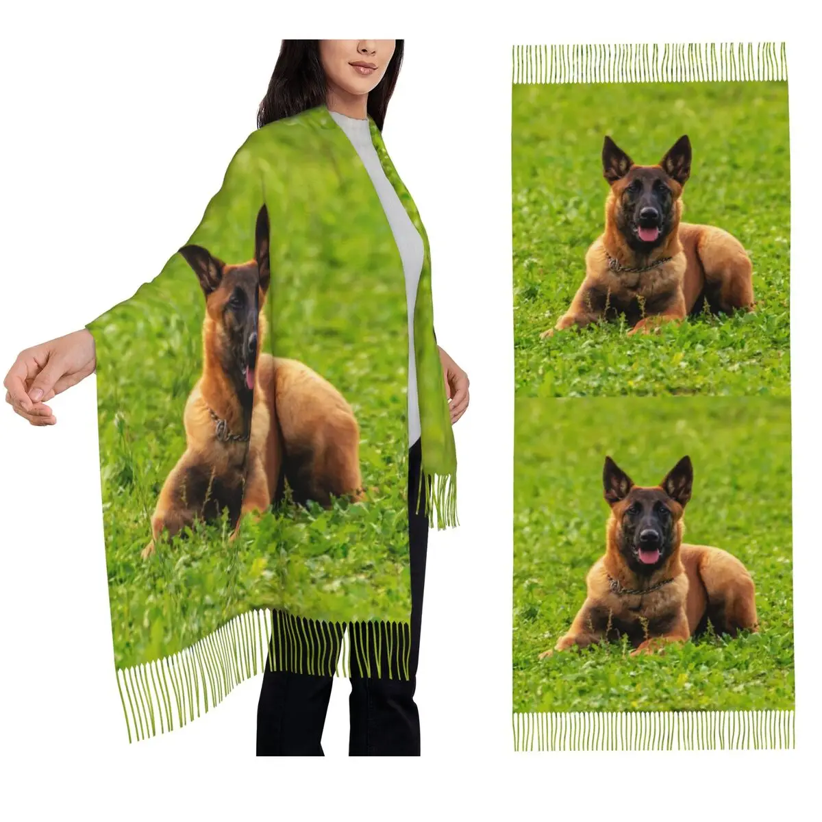 

Бельгийская овчарка, шарф Малинуа, шарфы с кисточками для женщин, мягкие теплые шали и накидки, длинная осенне-зимняя шаль