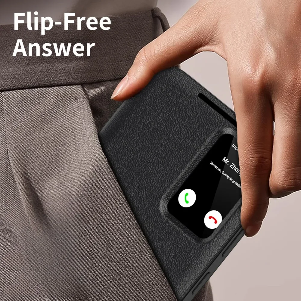 Leather Windows Card Slot Holder Phone Case for Samsung S25 Edge S24 S26 Ultra S23 S22 Plus A55 A56 A17 Wallet Protective Cover