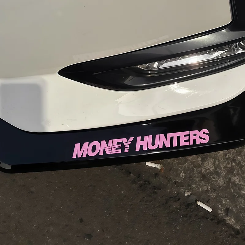 MONEY HUNTERS Lettering Car Sticker, Waterproof Vinyl Sticker, Multi Color Available, for Car Bumper Grille and Body Decoration