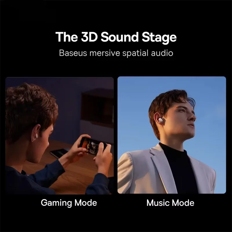 Baseus WM03 Wireless Earphones Bluetooth 5.3 Earbuds Comfortable Wear 38 hours Long Battery Life 0.038s Low Latency Headphones